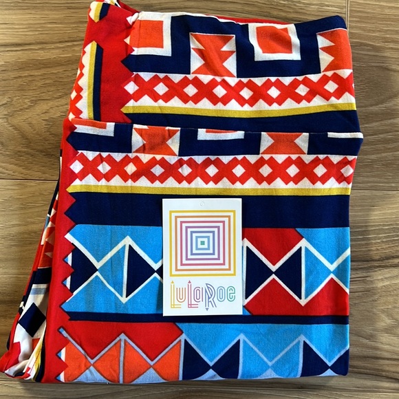LuLaRoe Pants - NWT LuLaRoe TC Tall & Curvy Colorful Aztec Print Leggings Red Blue Boho Tribal